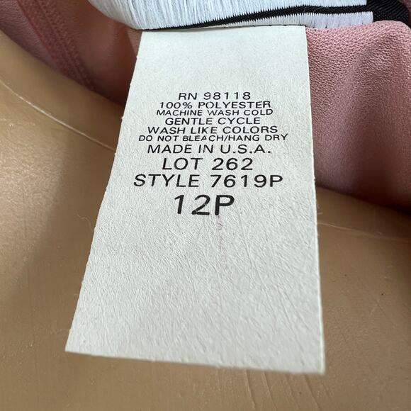 American VINTAGE L.L. Martin US 12 Petite 80s Pink Workwear Overlay Dress - Picture 12 of 14